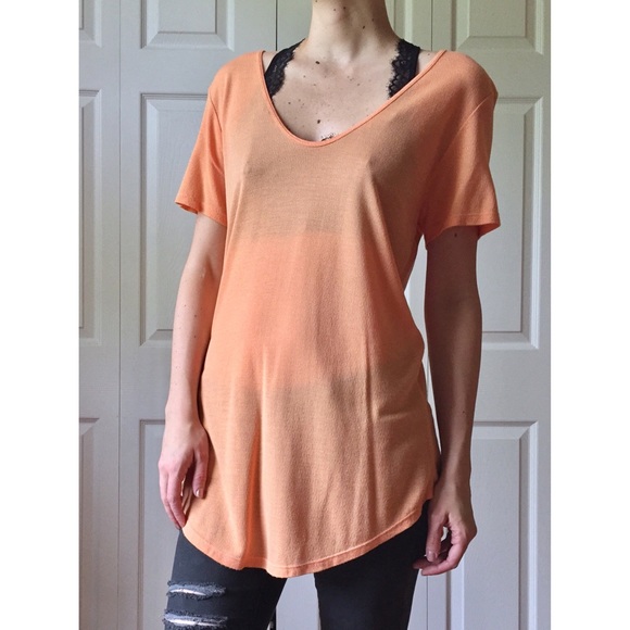 NWOT Zara Knit Peach Back Zip Top - Picture 1 of 3